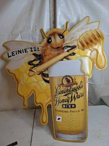 lot 1026 image: Leinenkugels Honey Weiss Tin Bar Sign