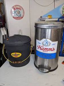 lot 1111 image: Metal Cans-Pennzoil and Hamms Beer