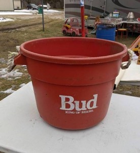 lot 1136 image: Budweiser Plastic Bucket with Rope Handles