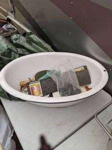 lot 1151 image: Enameled Wash Basin and Miscellany