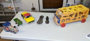 lot 1168 image: Kids Toy Cars, Wood Blocks and Cast Iron Shoe Forms