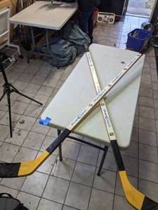 lot 1502 image: Andrew Brunette Autographed Display Stand Hockey Sticks