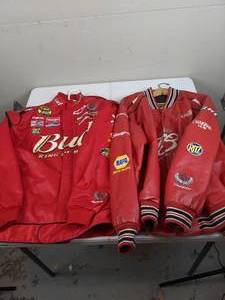 lot 1175 image: 2 Red Leather Budweiser Racing Jackets