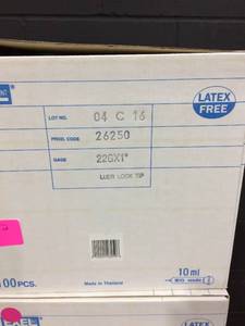 EXELINT Syringe Luer Lock Tip 26250 22G 1 (10 ml) 100Box