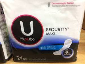 Kotex U Security MAXI Sanitary Napkin Pads 9hr Protection 24Box