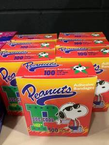Lot of Collectible Peanuts Joe Cool and Peanuts Snoopy On The Moon Adhesive Bandages Latex Free 100Box