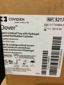 Covidien Dover Open Urethral Tray with Hydrogel Coated Red Rubber Catheter 3217