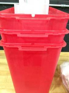 Sharps Container Biohazard Infectious Waste Bin (Red) Lot of 3
