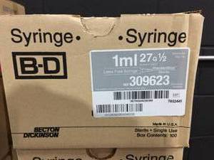 3 Cases BD Tuberculin Syringes 309623 Latex Free 27G 12 (1 ml)