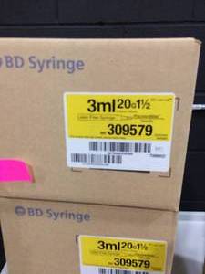 6 Cases BD Tuberculin Syringes 309579 Latex Free 20G 1 12 (3 ml)