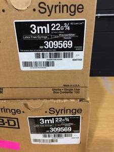4 Cases BD Luer Lok Syringe 3ml 22G x 34 (3 ml)