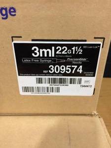 5 Cases BD Luer Lok Latex Free Syringes 22G x 1 12 (3 ml)