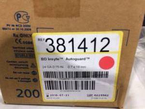 BD Insyte Autoguard 381412 Shielded I.V. Catheter 24 GA 0.75 (0.7mm x 19mm)&nbsp