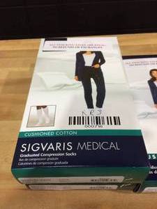 3 Boxes Sigvaris Medical Graduated Compression Socks Cushioned Cotton 000716