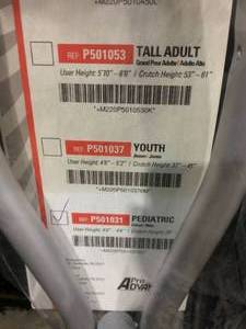 New In Package Pro Advantage Aluminium Crutches P501031 Pediatric Height 40 to 45