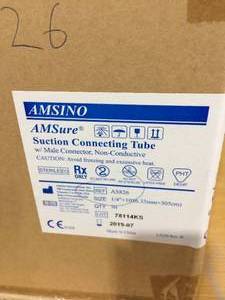 1 Open Case Amsino AMSure Suction Connecting Tube with Male Connector Non-Conductive 14 x 10 (6.35mm x 305 cm) AS826