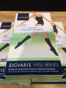 Sigvaris Well Being Cushioned Cotton Socks Graduated Compression Socks for Improved Circulation, Calf Cut, Size A, White (5 Pack)