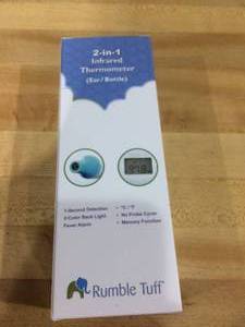 New In Box Rumble Tuff Daddy Care No Touch 2-in-1 Pediatric Infrared Baby Thermometer - No Contact Checks BabiesPuppies &amp Surfaces Including Baby Bottle Etc Temperatures