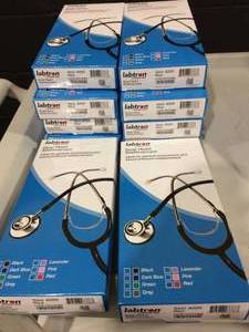 WOW Lot Of 10 New In Box Labtron Dual Head Stethoscope Ideal for General Assessment and Blood Pressure Measurement - All The Color Red
