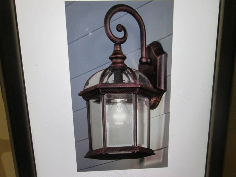 lot 128 image: 2-Pack Exterior Wall Lanterns Weath...