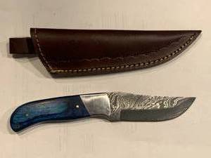 Damascus Steel Knife Full Tang with Sheath 8 Overall Length
