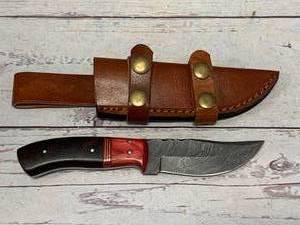 Damascus Steel Knife Full Tang with Sheath 8 Overall Length