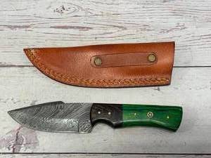 Damascus Steel Knife Full Tang with Sheath 8 Overall Length