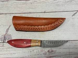 Damascus Steel Knife Full Tang with Sheath 7 12 Overall Length