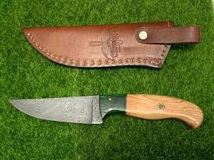 Damascus Steel Knife Full Tang with Sheath 8 Overall Length