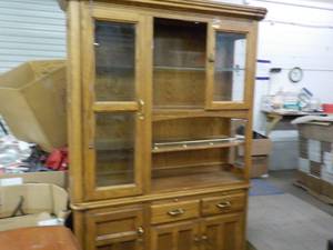 2 piece Lighted Hutch all glass she...