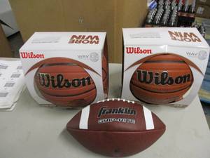 2 Mens Basketballs and a football...