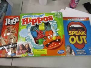 Jenga, Hungry Hippos, and Speak Out...