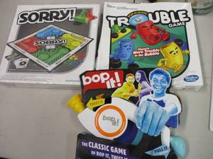 Bop It, Sorry, and Trouble Games...