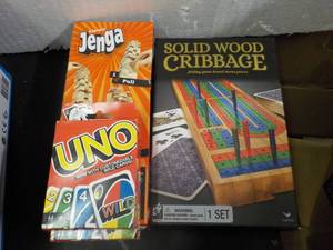 Solid Wood Cribbage, Uno and Jenga...