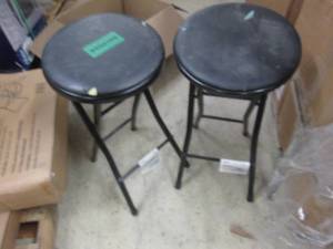lot 39 image: 3 Folding Stools padding damaged...