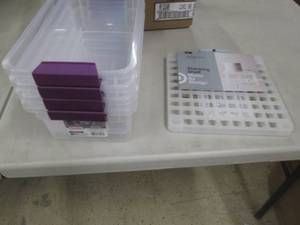 lot 132 image: 4 Sterilite Shoe Boxes no Lids, Sta...
