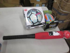 lot 199 image: Soccer Ball, Volley Ball, Bat & Bal...