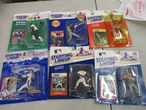 lot 60 image: 6 Collectible Sports Figures and Ca...