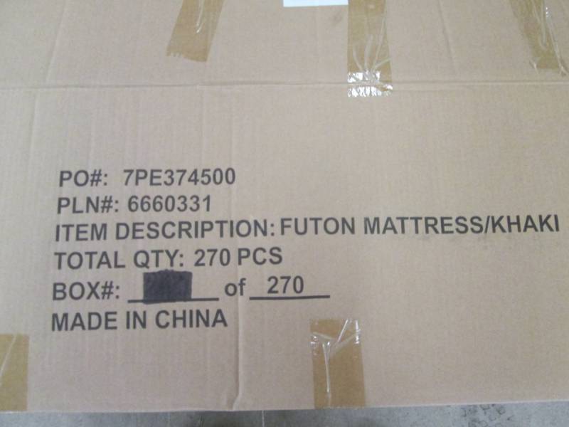 lot 398 image: Brand New Futon size mattress, plush cover Khaki color