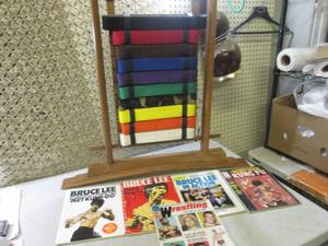 lot 122 image: (G-1) Karate Belt Set on Wood Stand...