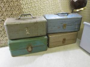 lot 267 image: (EW5) 4 Vintage Metal Tackle Boxes ...