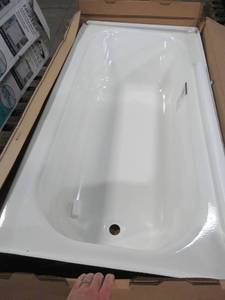 Bootz Maui Plus 60 in. Right Drain Rectangular Alcove Soaking Bathtub in White, 011-2342-00 - Enamel Damage.