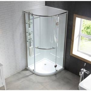 OVE Decors Amber 38 in. x 38 in. x 81 in. Corner Shower Kit in White and Satin Nickel Amber Kit