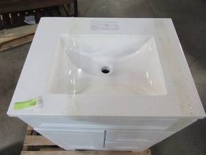 Home Decorators Collection Sedgewood 24-12 in. W Bath Vanity in White with Solid Surface Technology Vanity Top in Arctic with White Sink PPLNKWHT24D