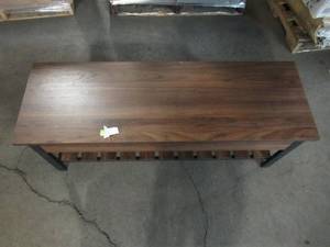 Walker Edison Furniture Company Dark Walnut Modern Farmhouse Storage Bench with Shoe Shelf HD8176