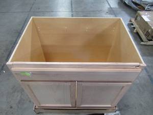 Hampton Bay Assembled 36x34.5x24 in. Sink Base Kitchen Cabinet in Unfinished Beech KSB36-UFDF