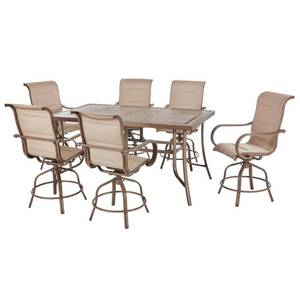 Home Decorators Collection Sun Valley 6-Pieces (Missing Chair) Aluminum Outdoor Bar Height Dining Set, Some Dings and scratches, missing 1 chair.