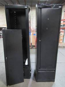 (2) Sandusky System Series 17 in. W x 64 in. H x 18 in. D Black Single Door Storage Cabinets with File Drawer, HASF171864-09 - SCRATCH AND DENT - NEED SOME WORKREPAIR.