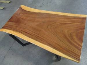Solid Wood Live Edge Walnut Dining Table (60362362) With Metal V3 Bases (MV3BD). Approximate Dimensions are 60 x 34 x 2 14. - LOW $350.00 RESERVE