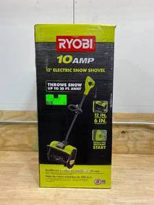 lot 32 image: RYOBI 12 in. 10 Amp Corded Electric Snow Blower Shovel